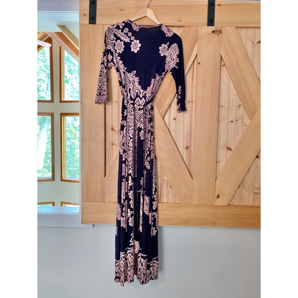 Pinkblush Maternity Navy & Pink Baroque Maxi Dress - Picture 3 of 4